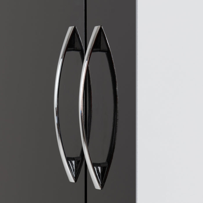 Nevada Mirrored 2 Door 1 Drawer Wardrobe – Black Gloss