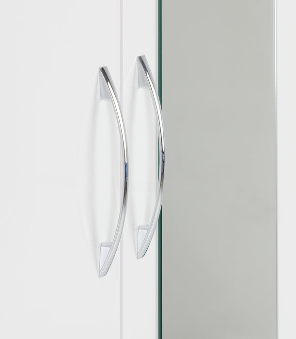 Nevada Mirrored 2 Door 1 Drawer Wardrobe – White Gloss