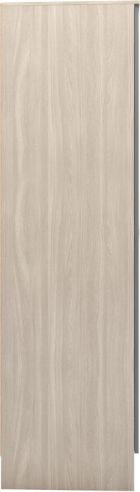 Nevada Mirrored Open Shelf Wardrobe – Grey Gloss / Light Oak Effect Veneer
