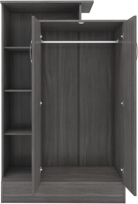 Nevada Petite Open Shelf Wardrobe – Black Wood Grain