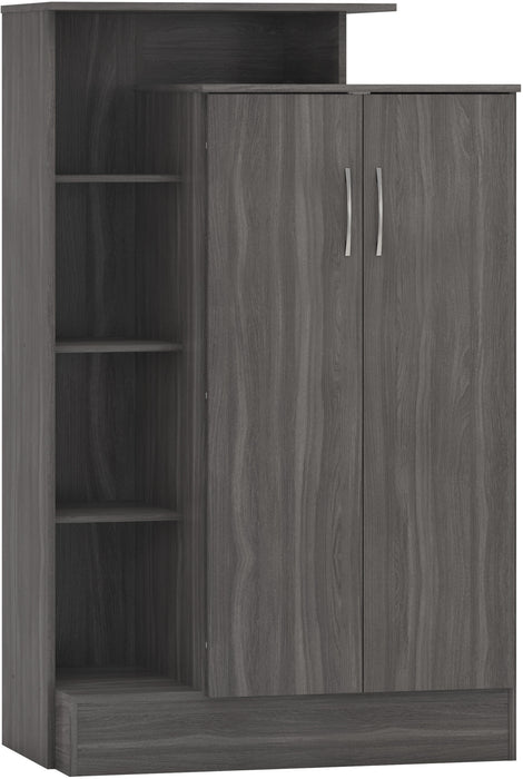 Nevada Petite Open Shelf Wardrobe – Black Wood Grain
