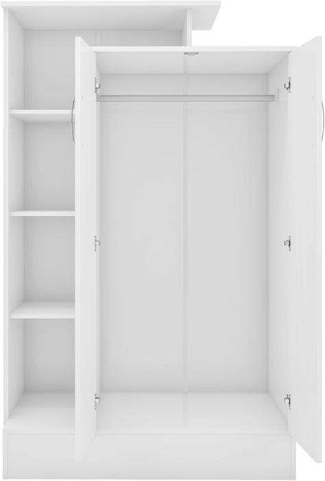 Nevada Petite Open Shelf Wardrobe - White Gloss