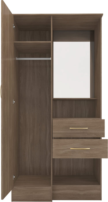 Nevada Vanity 1 Door Wardrobe - Rustic Oak Effect