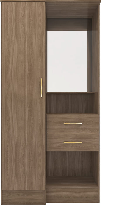 Nevada Vanity 1 Door Wardrobe - Rustic Oak Effect