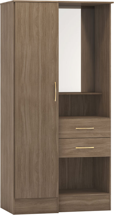 Nevada Vanity 1 Door Wardrobe - Rustic Oak Effect