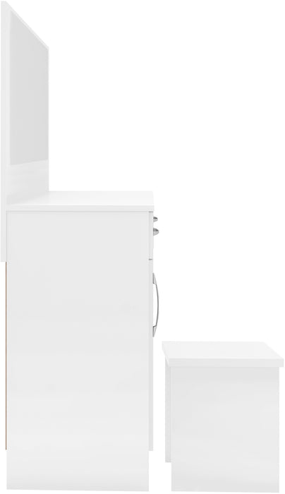 Nevada Vanity/Dressing Table Set - White Gloss