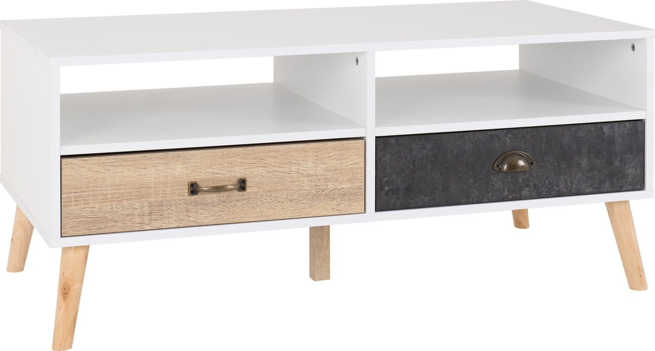 Nordic 2 Drawer Coffee Table, Wood