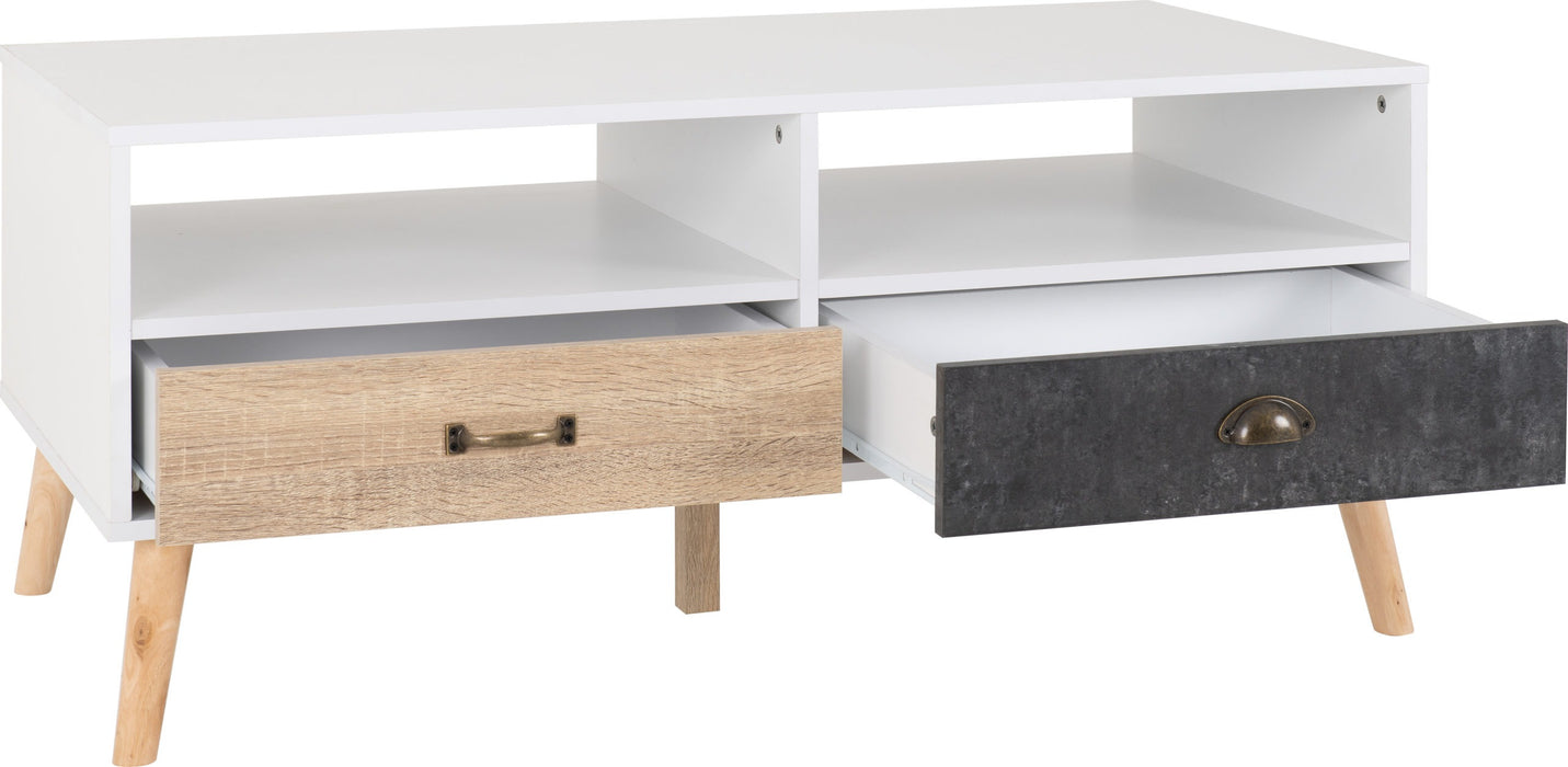 Nordic 2 Drawer Coffee Table, Wood