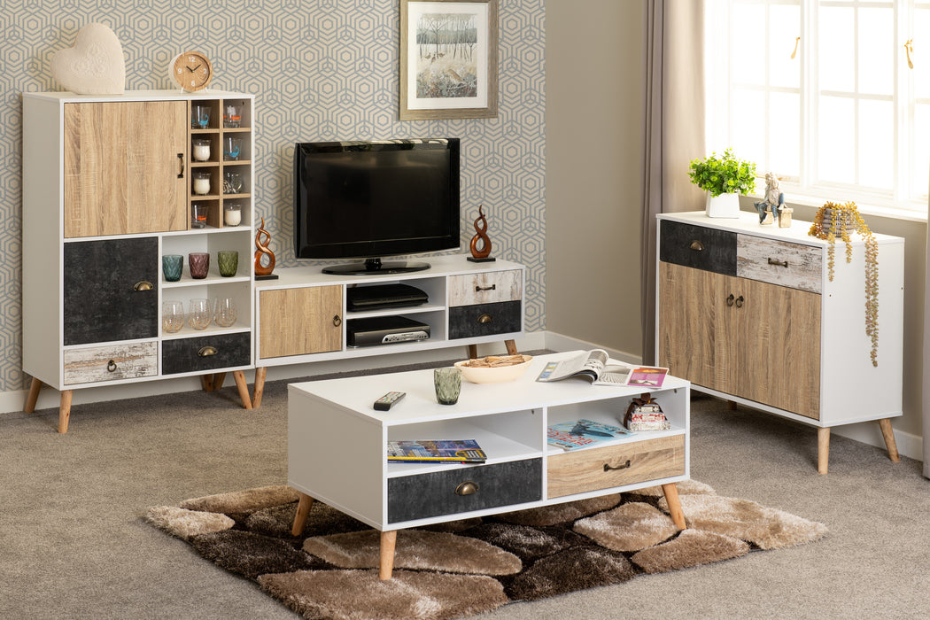 Nordic 2 Drawer Coffee Table, Wood