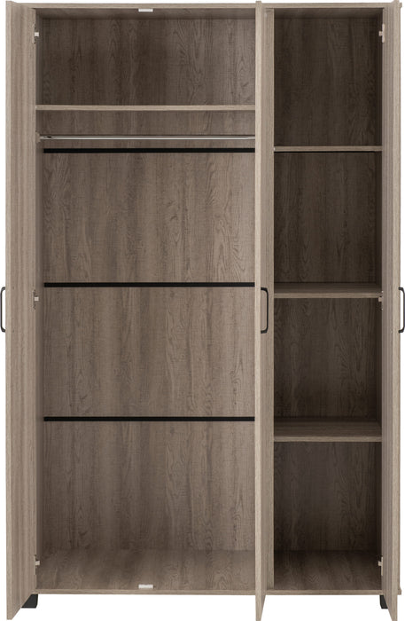 Oliver 3 Door Wardrobe - Light Oak Effect