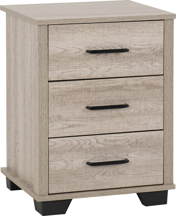 Oliver 3 Drawer Bedside Table - Light Oak Effect