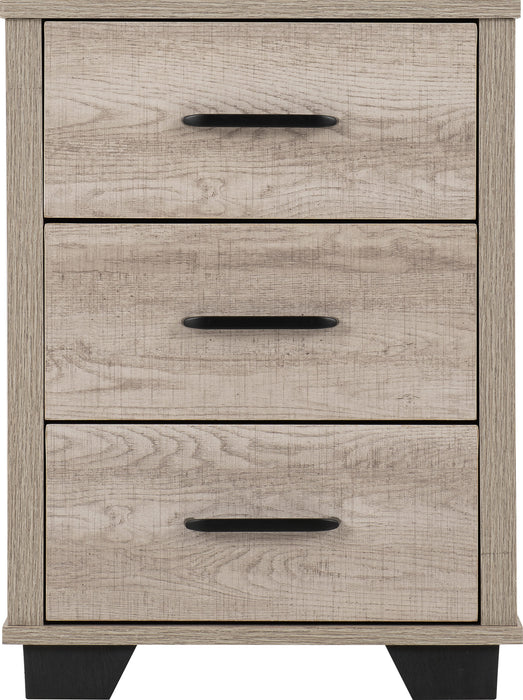 Oliver 3 Drawer Bedside Table - Light Oak Effect