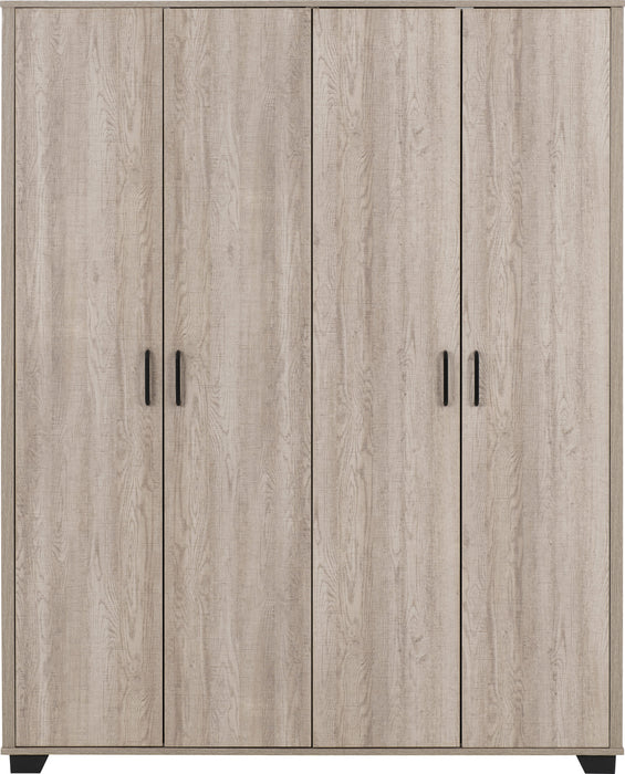Oliver 4 Door Wardrobe - Light Oak Effect