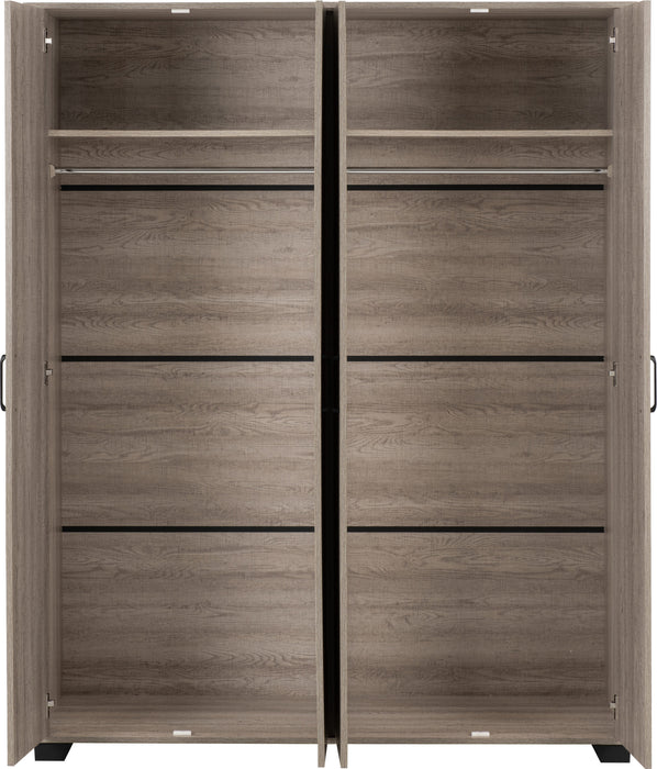 Oliver 4 Door Wardrobe - Light Oak Effect