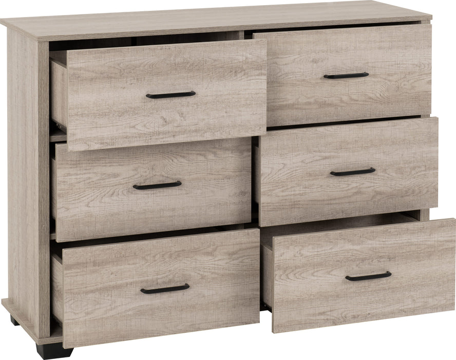 Oliver 6 Drawer Chest - Light Oak Effect
