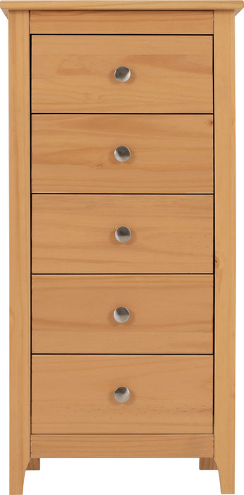 Oslo 5 Drawer Narrow Chest - Antique Pine