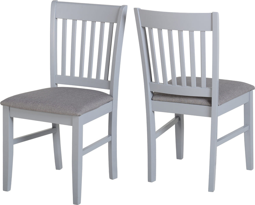 Grey dining chair wooden with grey fabric seat