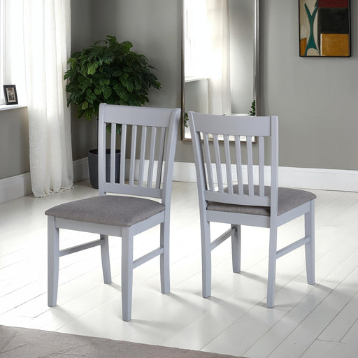 Grey dining chair wooden with grey fabric seat