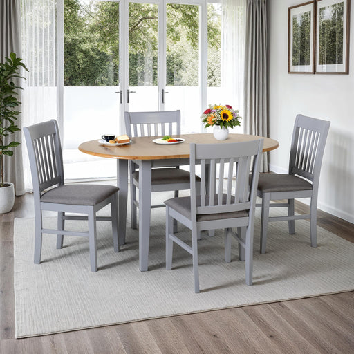 Oxford Extending Dining Set – Grey/Natural Oak/Grey Fabric