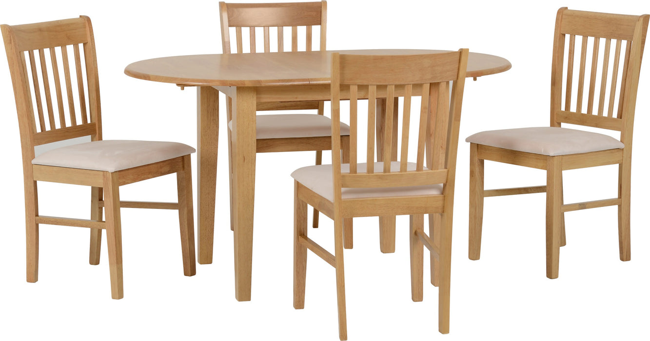 Oxford Extending Dining Set – Natural Oak/Mink Microsuede
