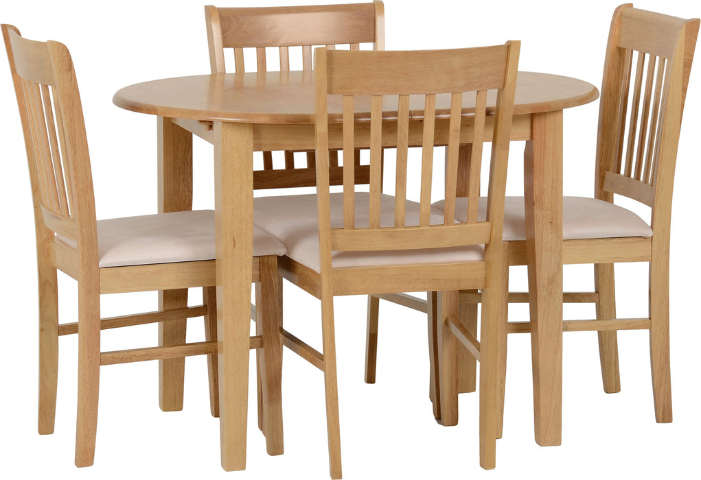 Oxford Extending Dining Set – Natural Oak/Mink Microsuede