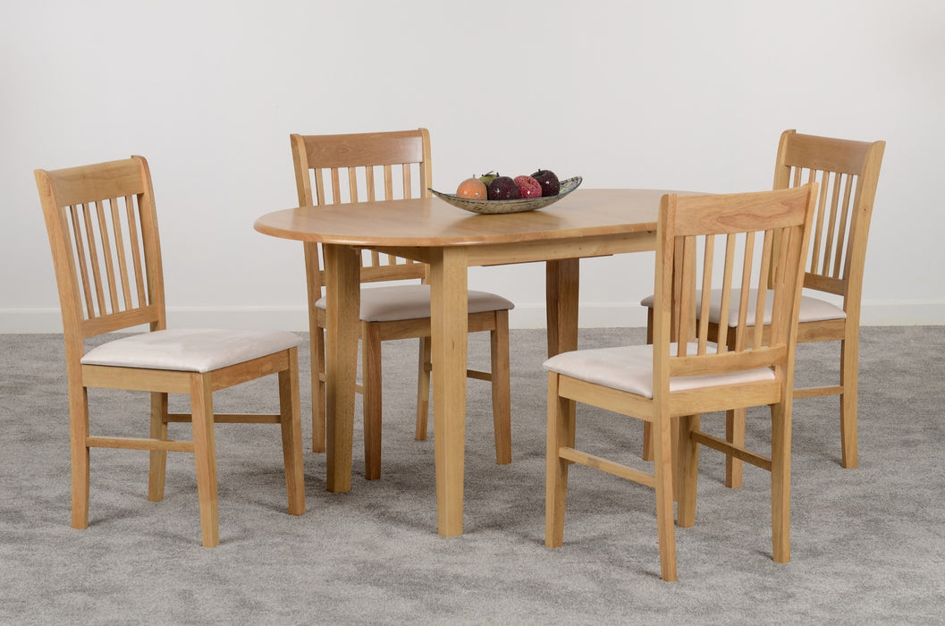 Oxford Extending Dining Set – Natural Oak/Mink Microsuede