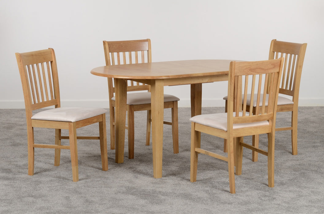 Oxford Extending Dining Set – Natural Oak/Mink Microsuede