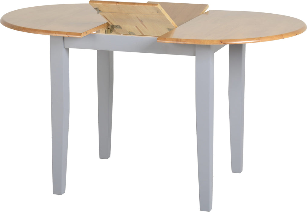 Oxford Extending Folding Dining Set – Grey/Natural Oak/Grey Fabric