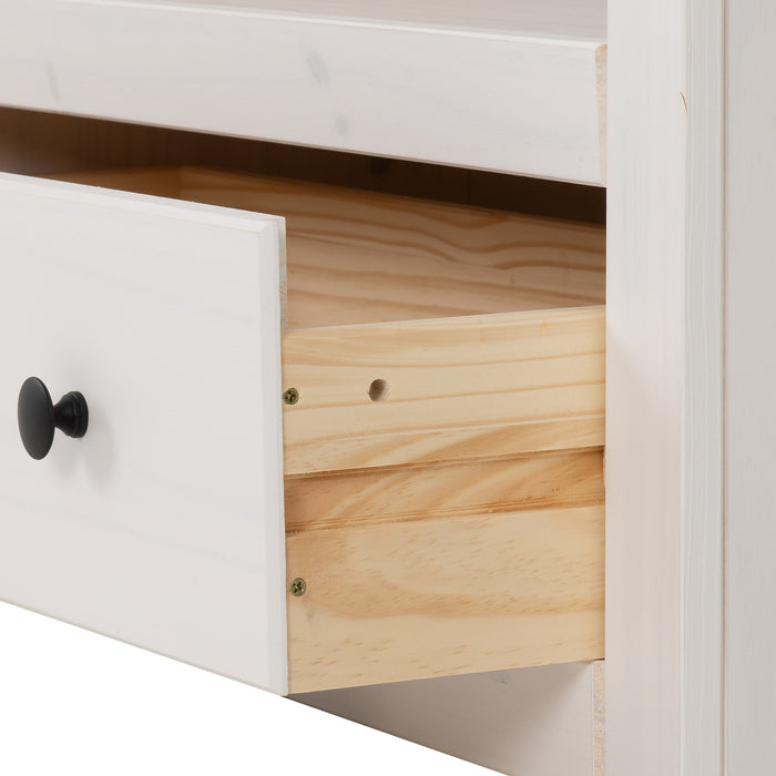 Panama 1 Drawer Wooden Bookcase, White & Natural Wax