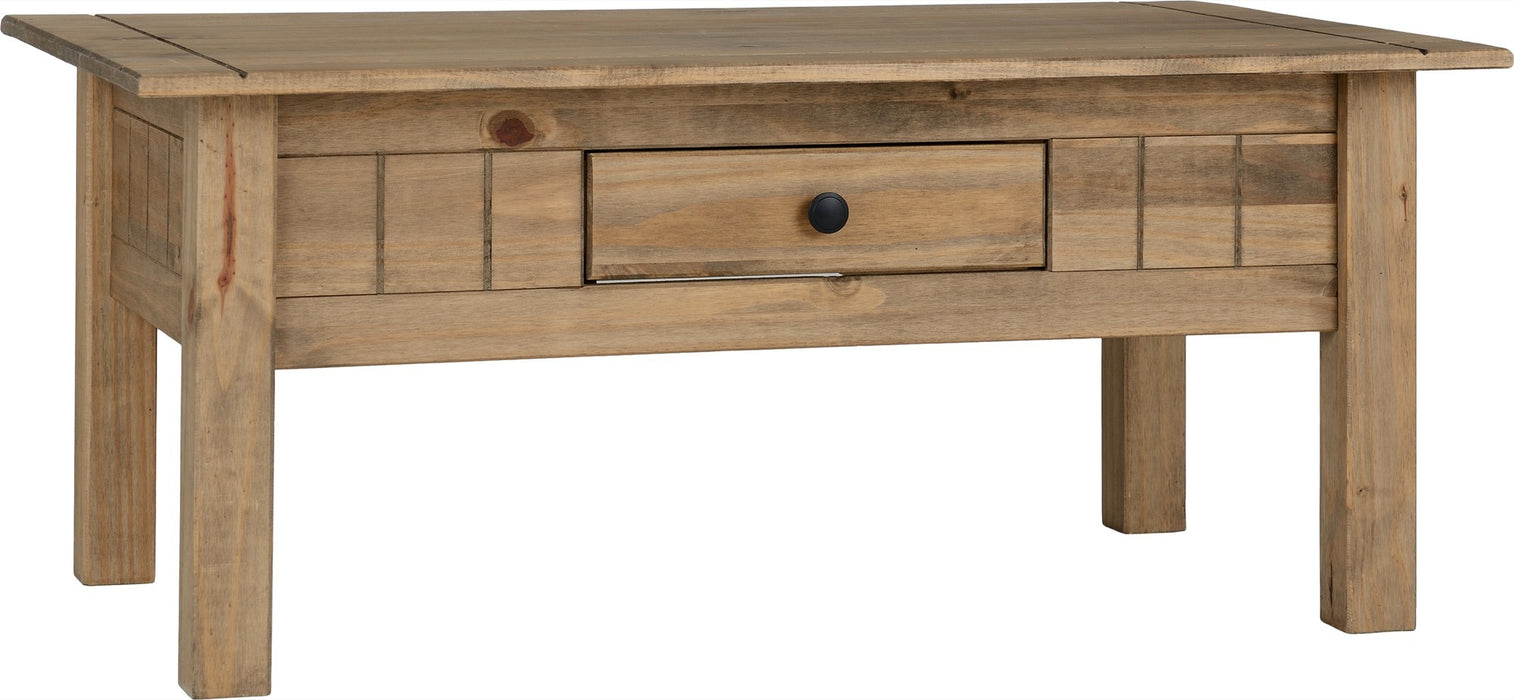 Panama 1 Drawer Coffee Table - Natural Wax