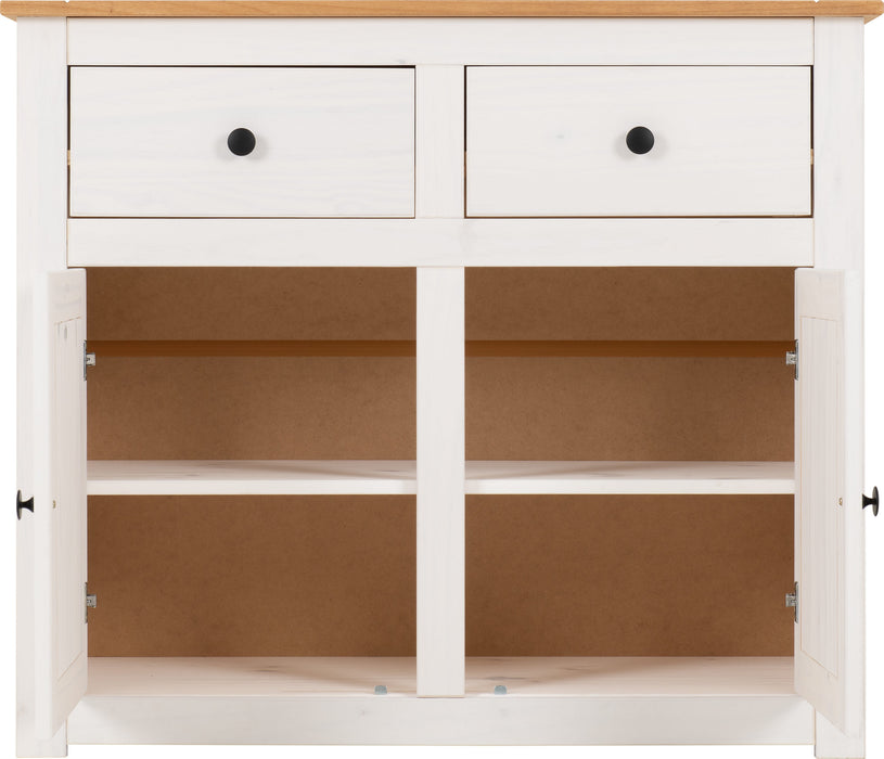 Panama 2 Door 2 Drawer Sideboard – White/Natural Wax open