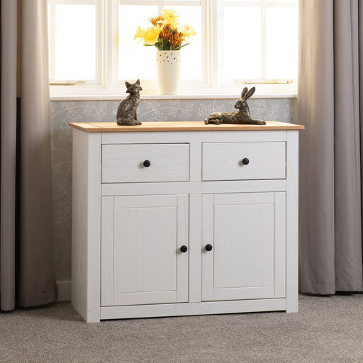 Panama 2 Door 2 Drawer Sideboard – White/Natural Wax