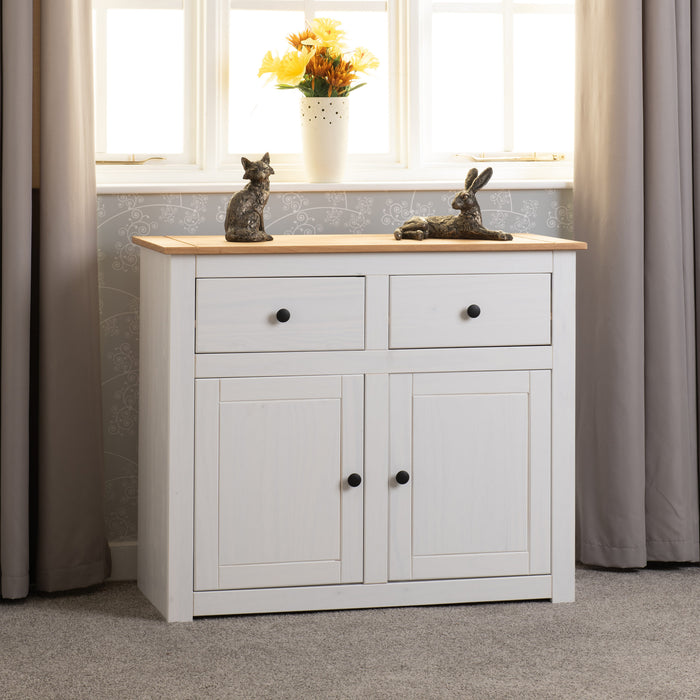 Panama 2 Door 2 Drawer Sideboard – White/Natural Wax