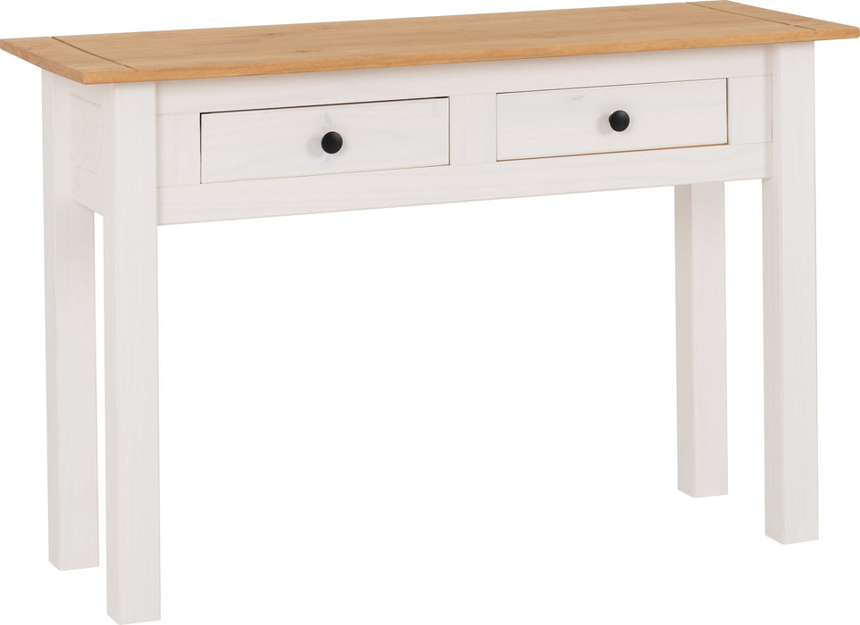 Panama 2 Drawer Console Table - White/ Natural Wax