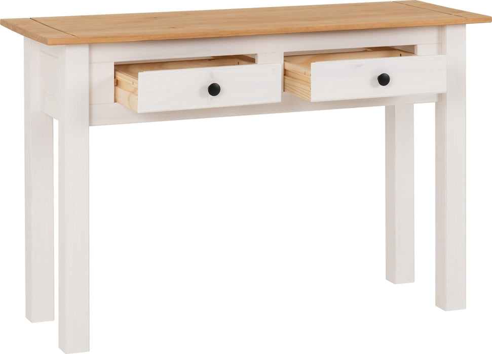 Panama 2 Drawer Console Table - White/ Natural Wax