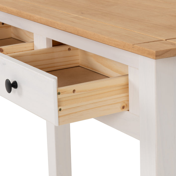 Panama 2 Drawer Console Table - White/ Natural Wax