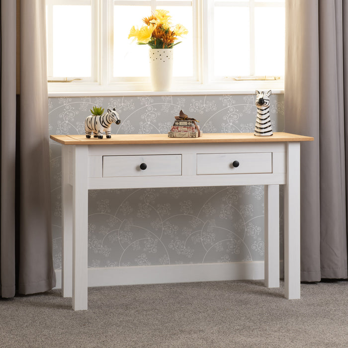 Panama 2 Drawer Console Table - White/ Natural Wax