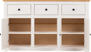 Panama 3 Door 3 Drawer Sideboard – White/Natural Wax open