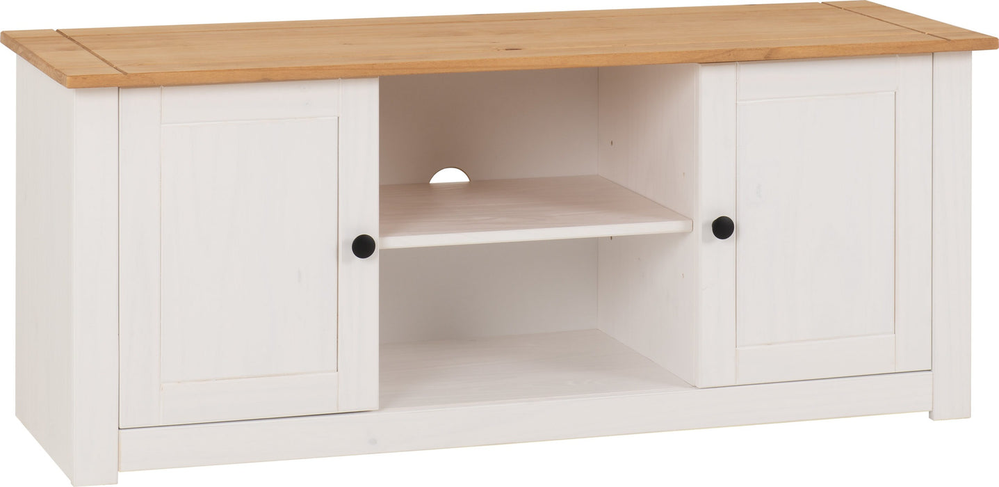 Panama 2 Door 1 Shelf Flat Screen TV Unit - White/ Natural Wax