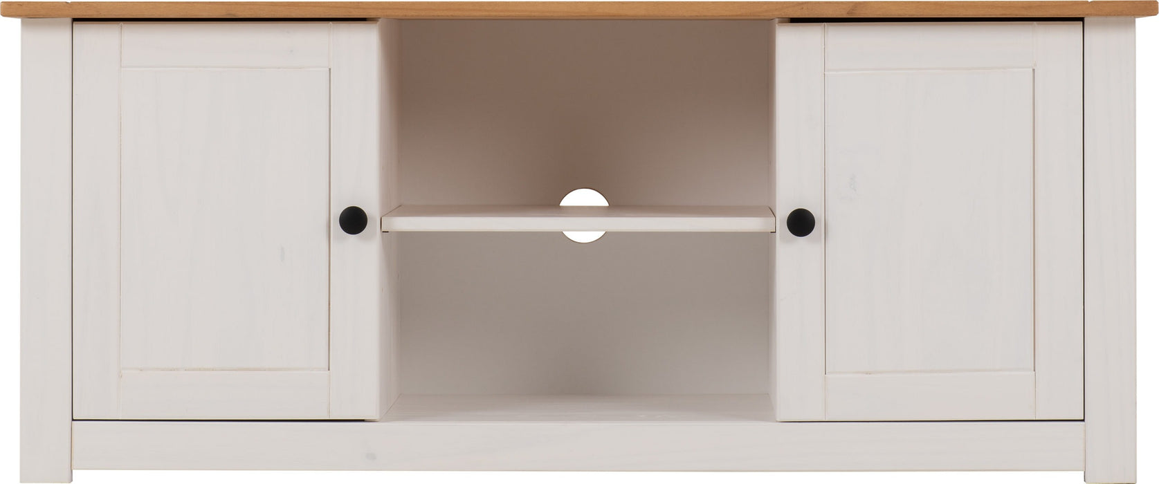 Panama 2 Door 1 Shelf Flat Screen TV Unit - White/ Natural Wax