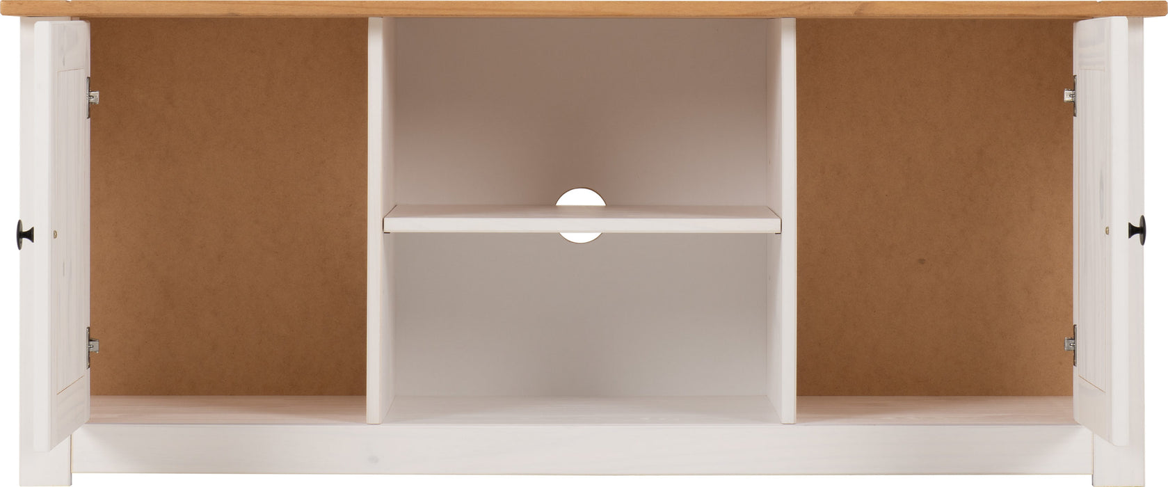 Panama 2 Door 1 Shelf Flat Screen TV Unit - White/ Natural Wax