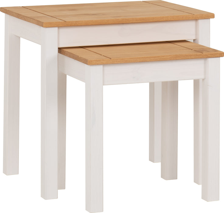 Panama Nest Of 2 Tables - White/ Natural Wax