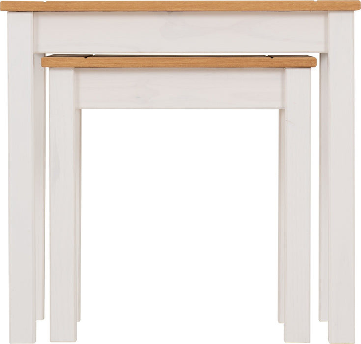 Panama Nest Of 2 Tables - White/ Natural Wax