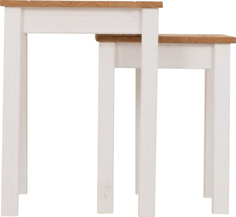 Panama Nest Of 2 Tables - White/ Natural Wax