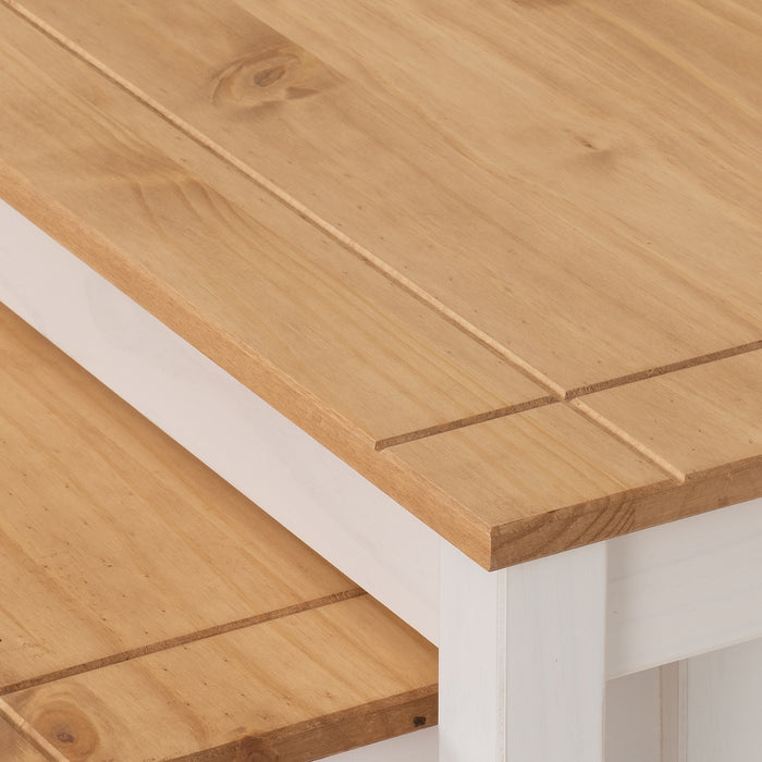 Panama Nest Of 2 Tables - White/ Natural Wax