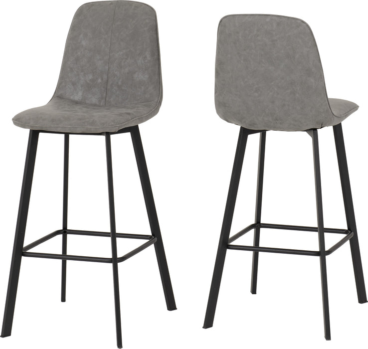 Quebec Bar Chair (Box of 2) - Grey Faux Leather