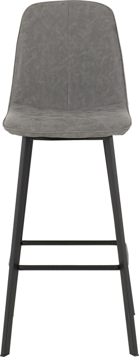 Quebec Bar Chair (Box of 2) - Grey Faux Leather