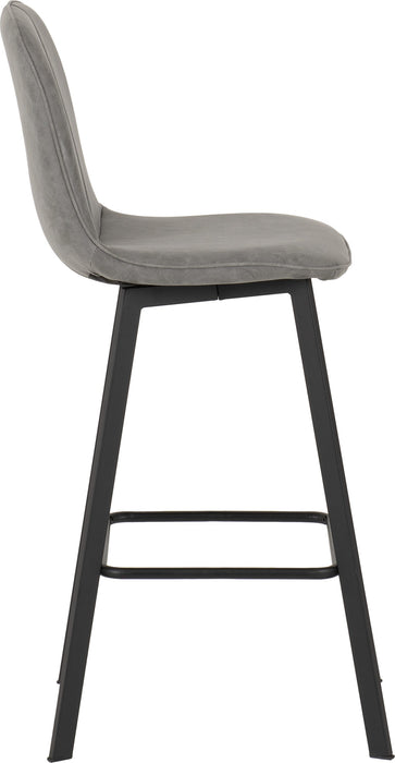 Quebec Bar Chair (Box of 2) - Grey Faux Leather side view