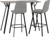Quebec Bar Table Set – Concrete Effect/Black/Grey Faux Leather