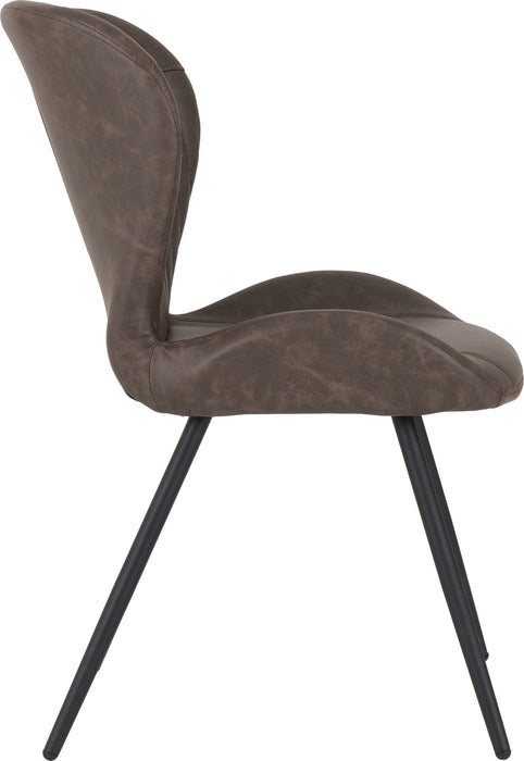 Brown Faux Leather chair side view